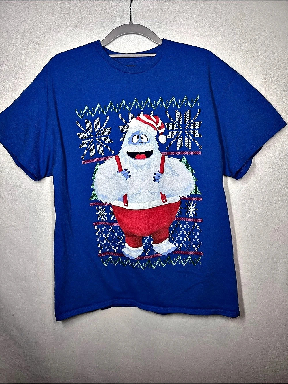 ❤️3/$30 Rudolph Red Nosed Reindeer Bumble Christmas T Shirt Mens Large Blue